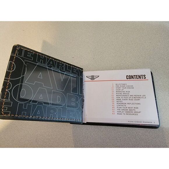 Harley-Davidson Riding Academy Road Book Journal Black Leather ID Holder - Picture 5 of 7
